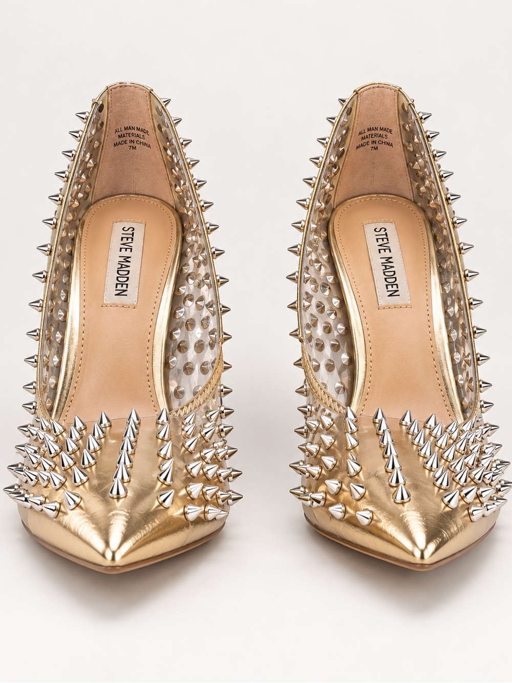 Steve Madden clear Studded Spike Pointed Heels Size 6.5